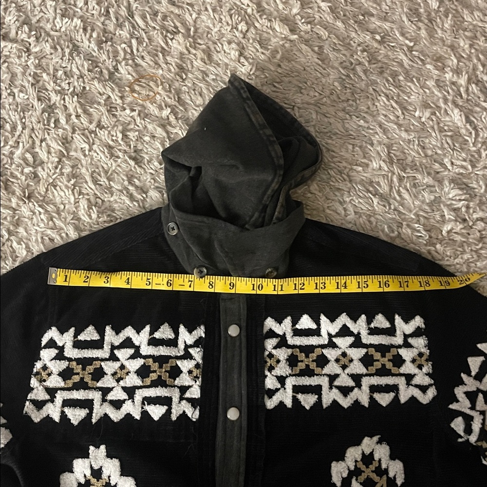We The Free Black Corduroy Jacket/ Cardigan with White and Tan Patterns ) - Picture 9 of 11